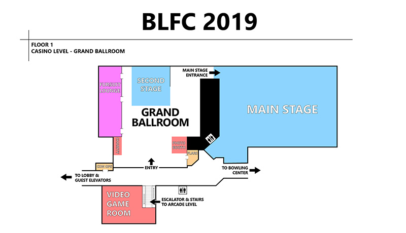 Map depicting the layout of the convention space on Floor 1